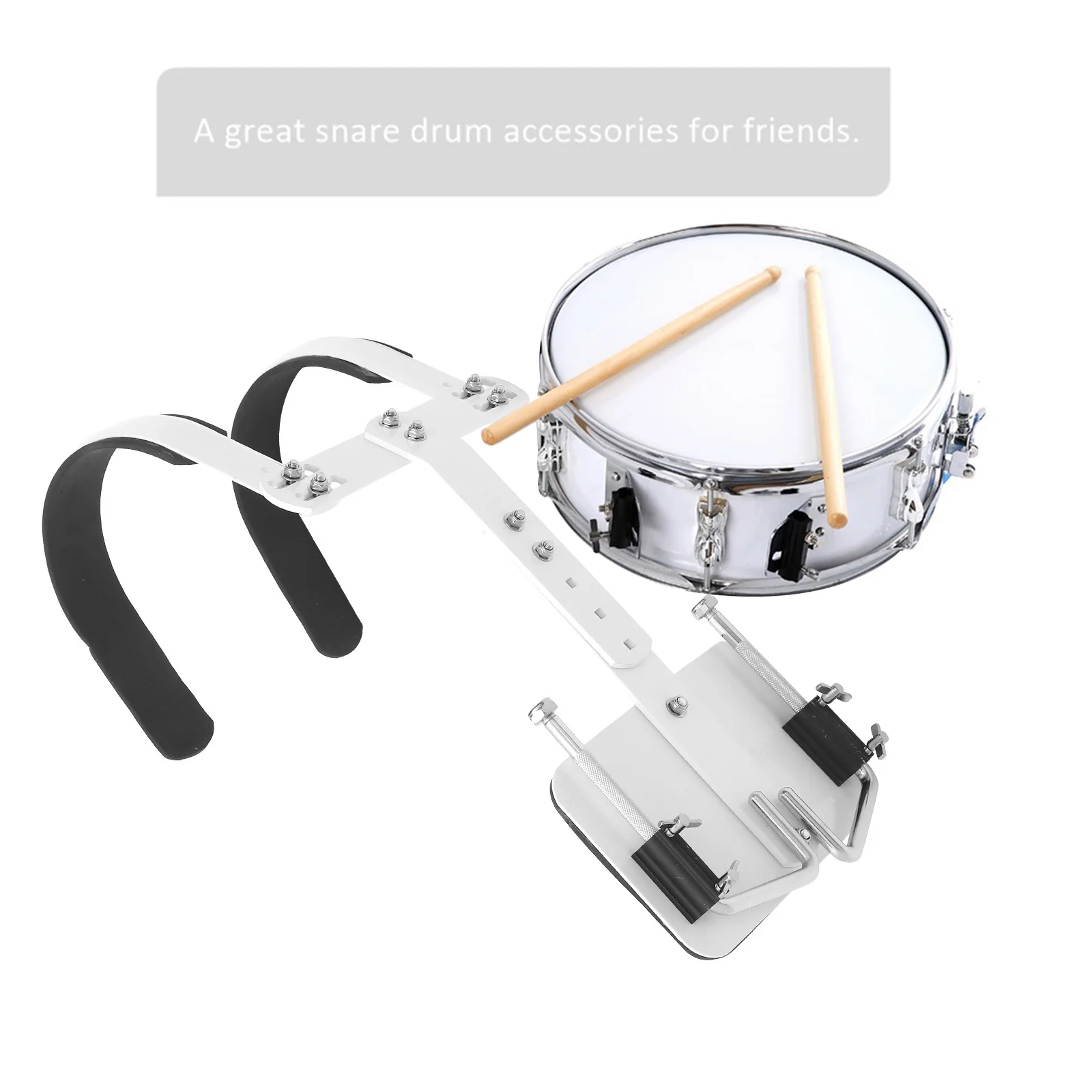 

Premium Snare Drum Shoulder Strap Adjustable Carrier Marching Percussion Support Accessory White Snare Drum Carrier