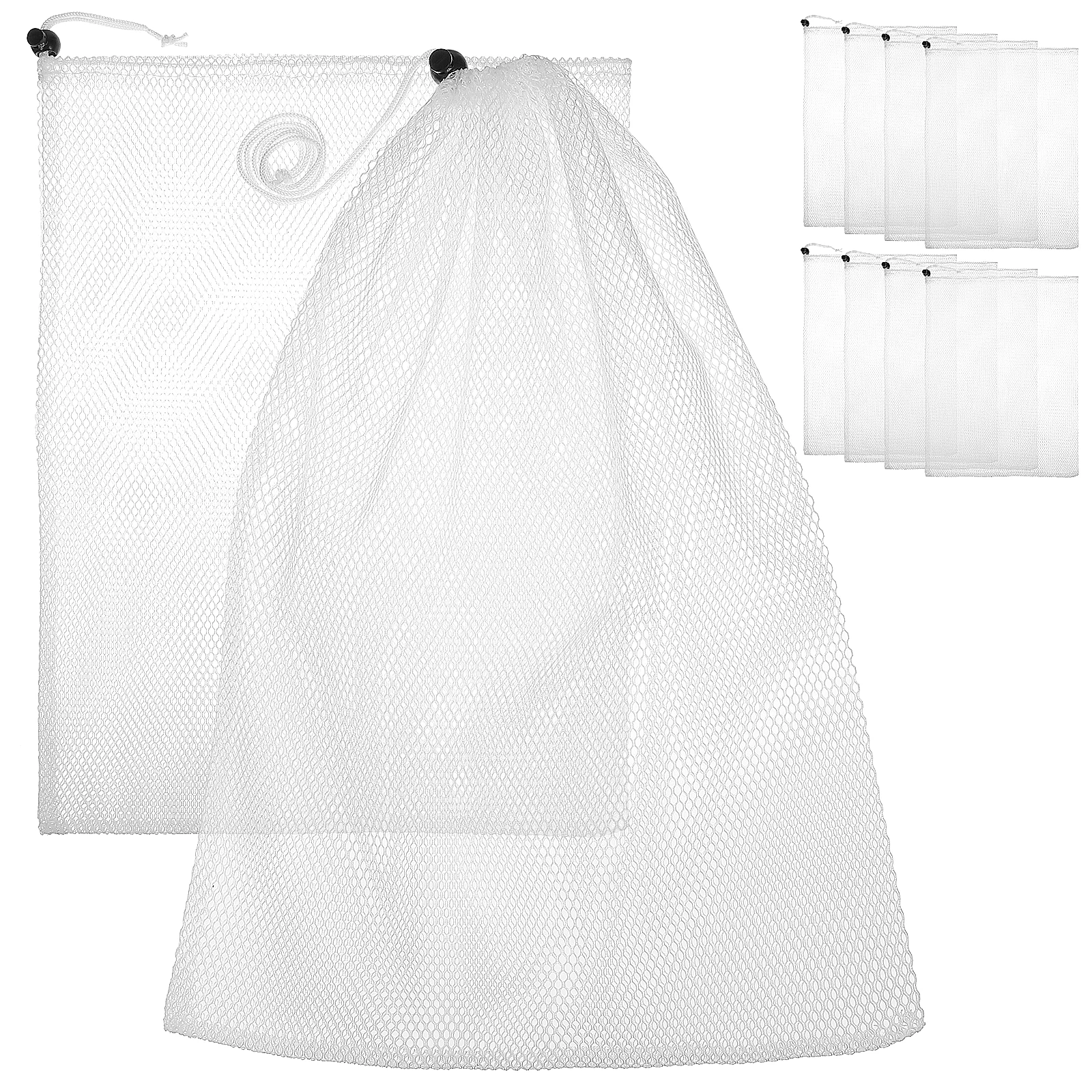 

10Pcs Drawstring Mesh Storage Bags Polyester Net Bags Vegetable Fruit Pouches Multipurpose Organizers Net Bag Drawstring Pouch