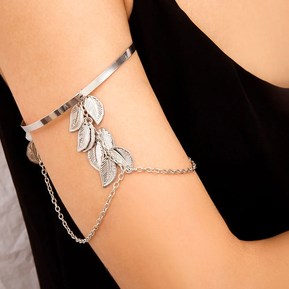 

Geometric Leaf Tassel Chain Armlet All match Bands Women Arm Chain Female Armlet Long lasting Jewelry Set Splendid ColorVintage