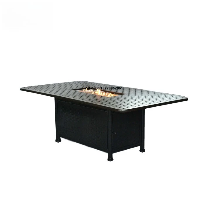 Luxury Outdoor Garden Set Cast Aluminum Table Gas Fire Pit