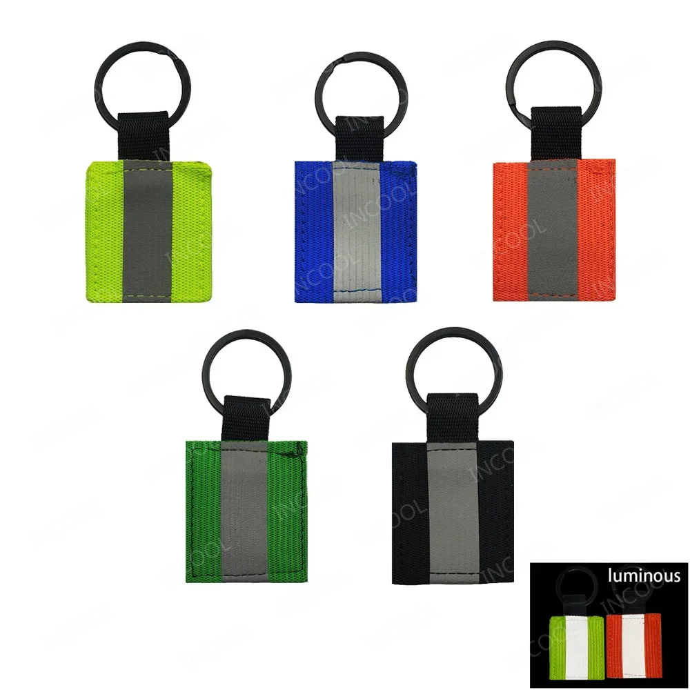 Green Safety Reflector Reflective Patches Appliques Strip Biker Marker Luminous Badges For Cycling Bag Hat Accessories Keyring