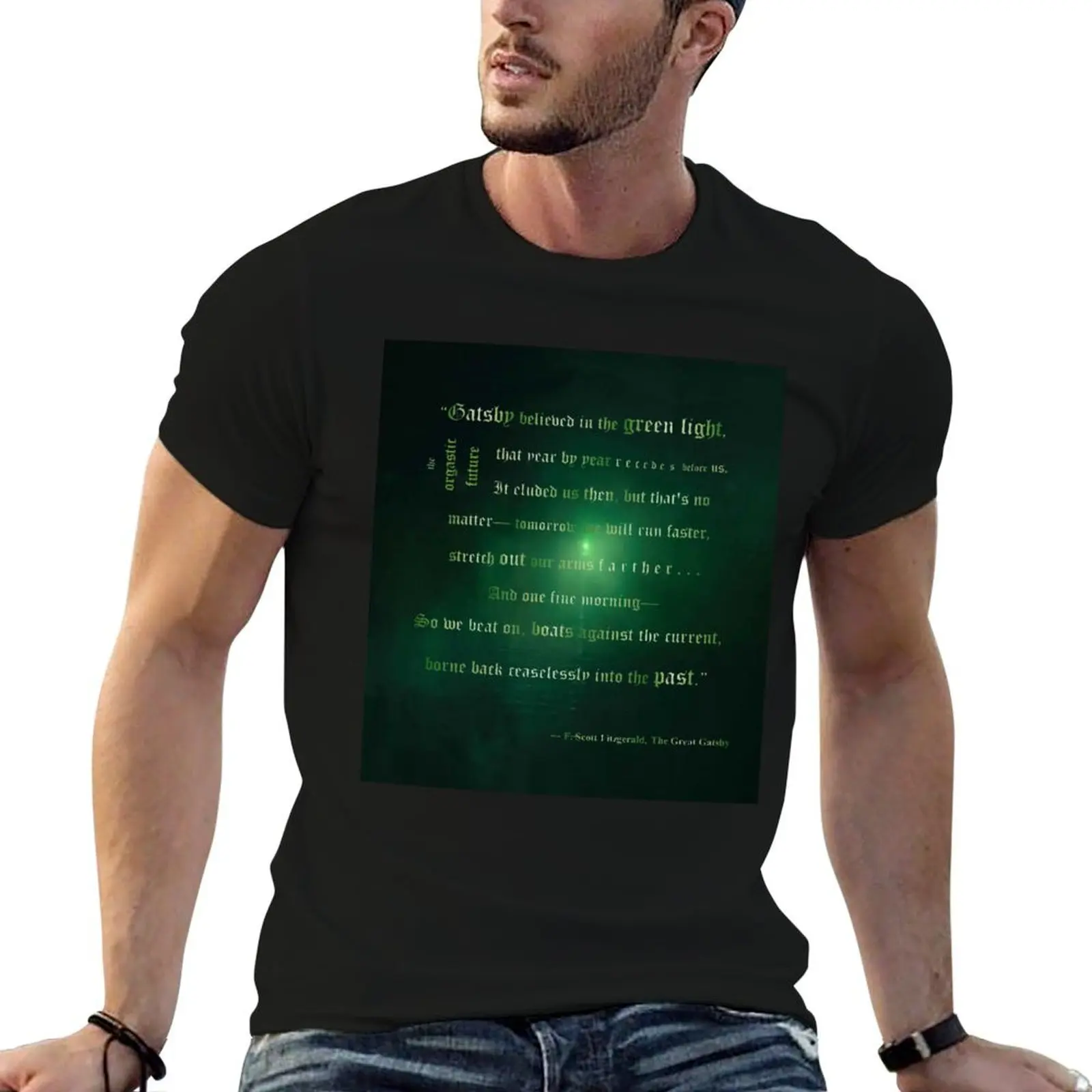 

black shirt package green man in T-Shirt man Gatsby cotton light the believed t-shirt t plain for luxury