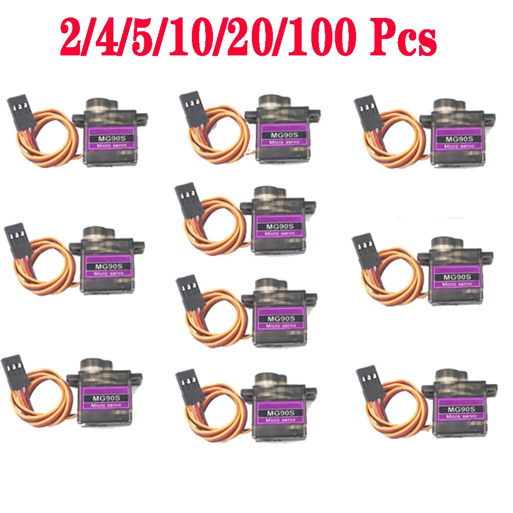 2/4/5/10/20/100 Pcs All metal gear MG90S For Rc Helicopter Boat Car MG90 9G Trex 450 RC Robot
