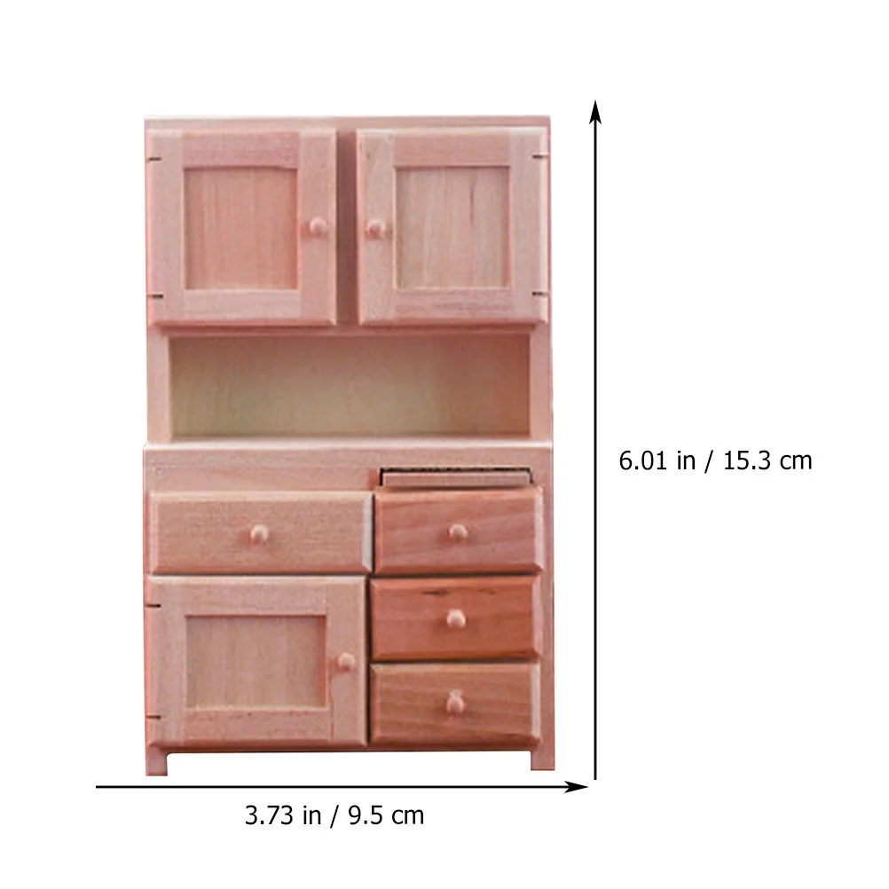 Mini Wardrobe Ornaments Cabinet Model House Prop Bookcase Furniture Decor Wooden Storage Decorative Home Accents