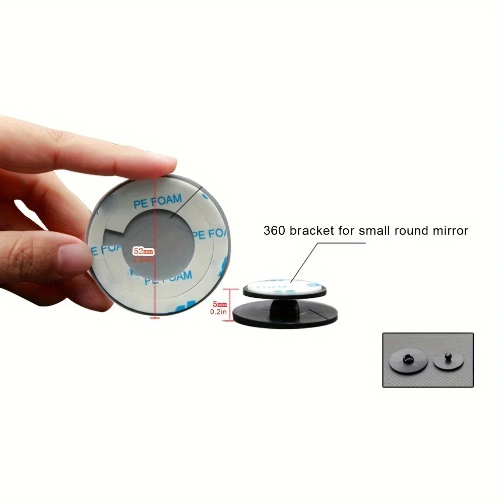 2pcs Car Rearview Mirror Round Mirror Reflective Blind Spot Adjustable 360 Degree Borderless Auxiliary Blind Spot Mirror