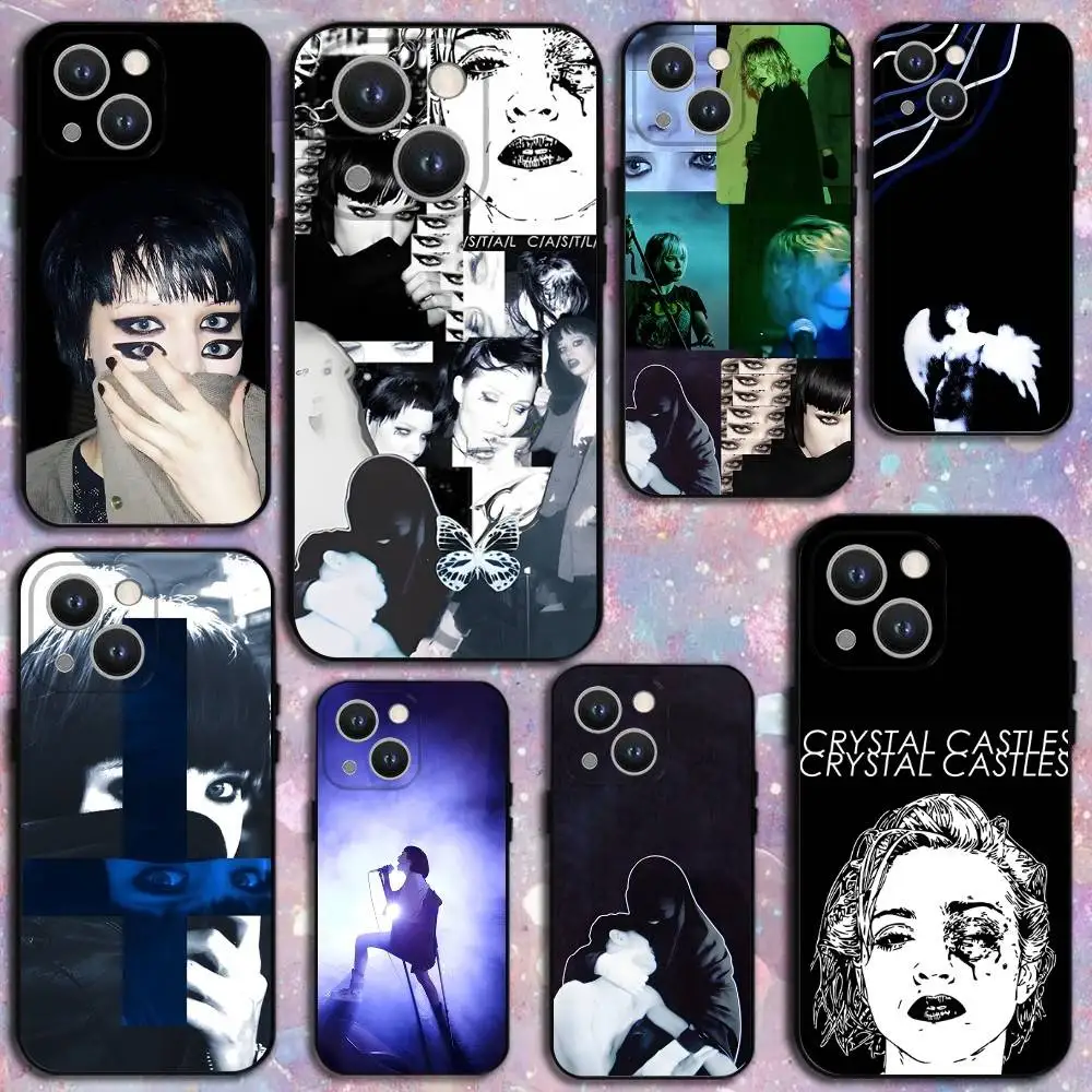 

C-Crystal Castles Band Phone Case For iPhone 16,15,14,13,12,11 Plus,Pro Max,XS,X,XR,SE,Mini,8,7,Soft Silicone Black Cover