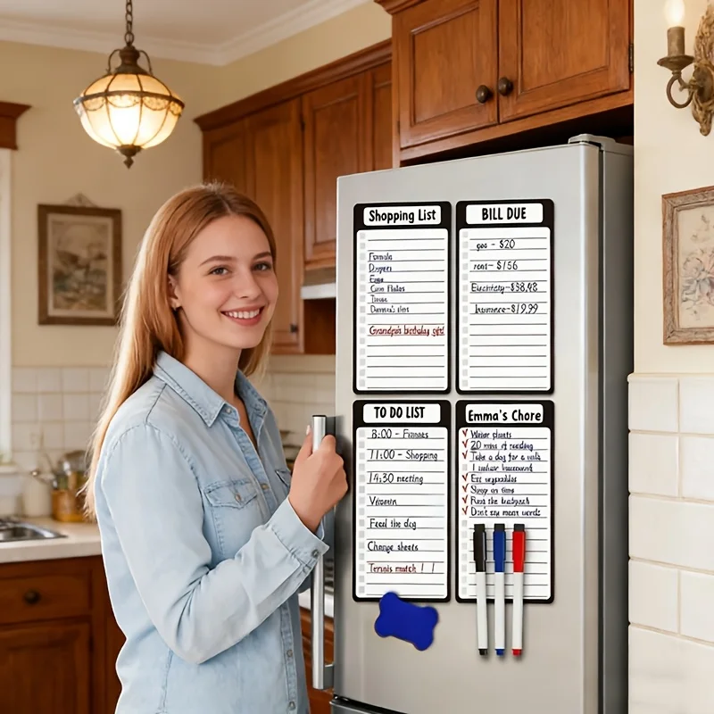 Magnetic Erasable Fridge Note Boards Reusable Writing Boards With Marker Household Kitchen Shopping List Planner