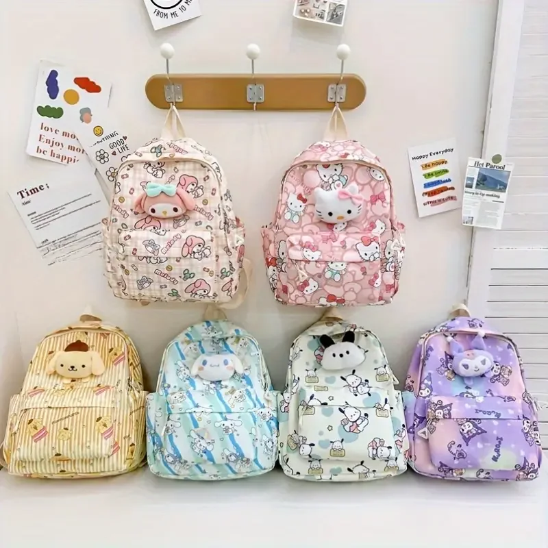 قطعة واحدة من حقيبة الظهر الوردية KT، أشرطة كتف قابلة للتعديل متعددة الطبقات، خفيفة الوزن وقابلة للطي، طباعة عشوائية للسفر اليومي