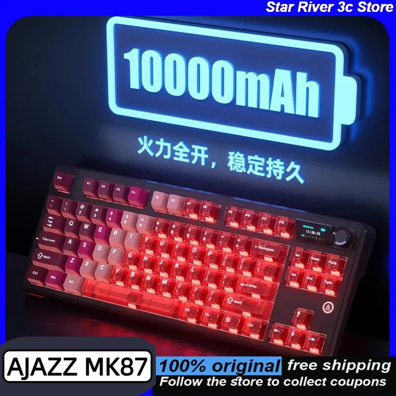 

AJAZZ MK87 Prism Edition Mechanical Keyboard RGB Ergonomic Bluetooth Wireless Keyboard for Gaming 10000mAh with 1.14" TFT Screen