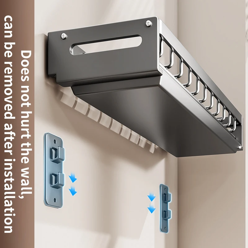 

Multifunction Divider Spoon Kitchen Accessories Holder Floating Wall Drainer for Kitchen Dishes Organizers Storage Shelf Rack