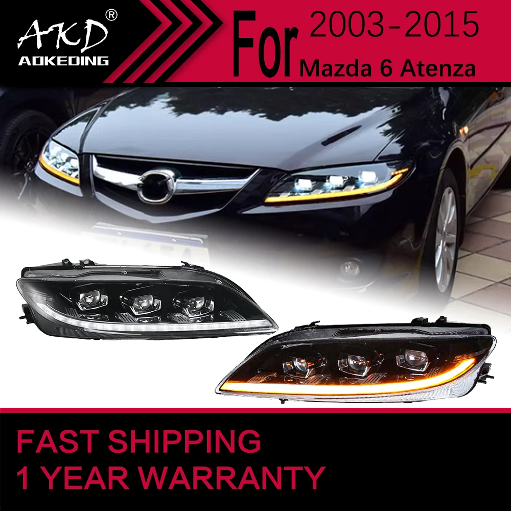 Car Lights for Mazda 6 LED Headlight 2003-2015 Mazda6 Head Lamp Drl Projector Lens Automotive Accessories