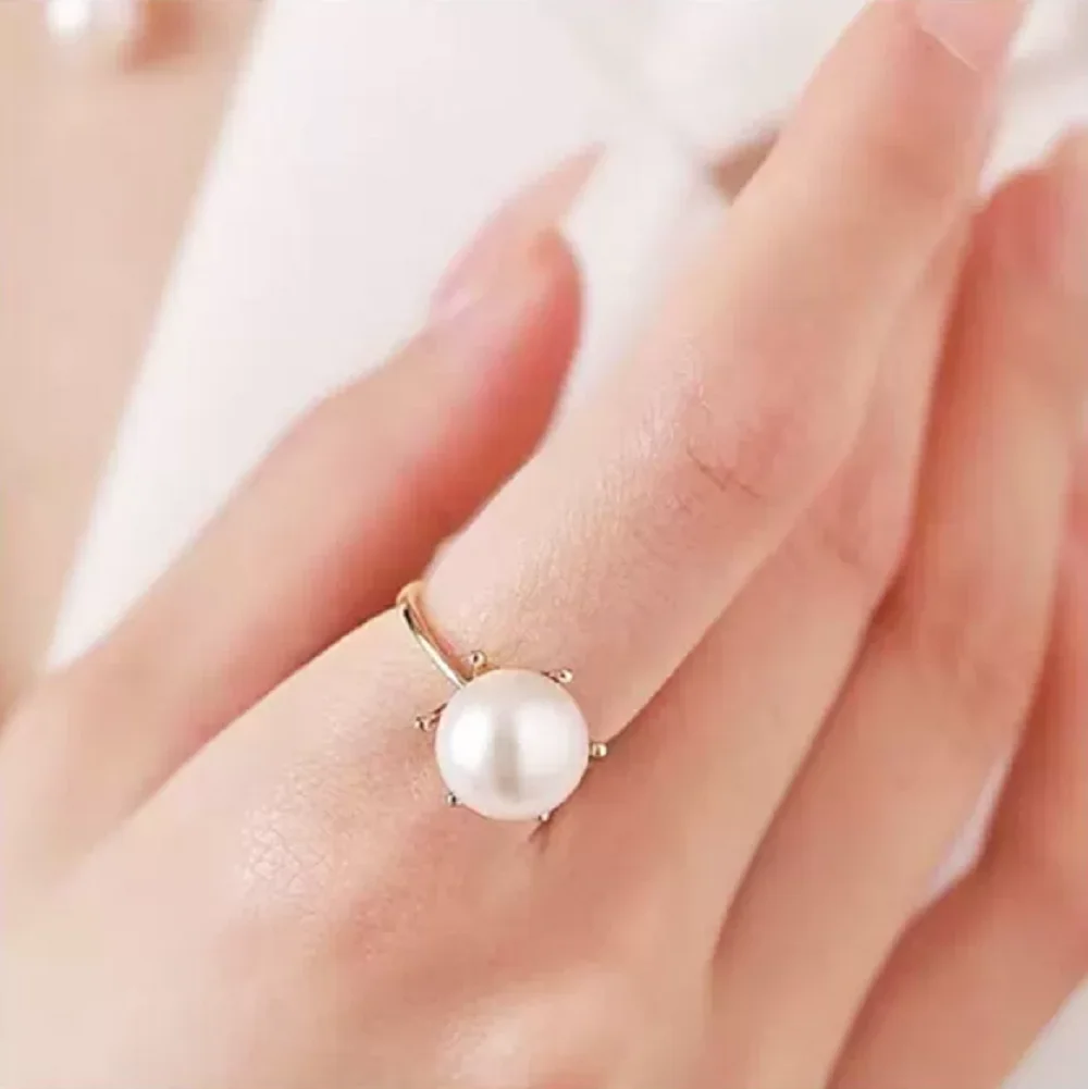 

Elegant ring AAAA7-8mm natural pearl bead ring S925 silver - adjustable ring mouth