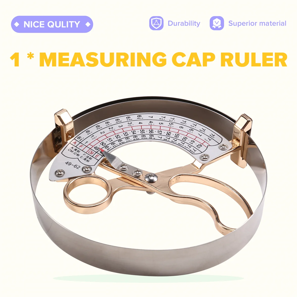 A79G 49-62cm Measuring Cap Size Professional Tool Measuring Cap Ruler Inner Diameter Ruler Square Position Ruler