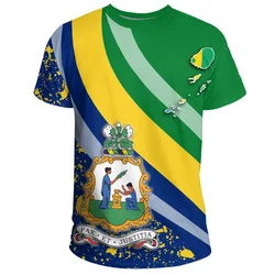 Saint Vincent And The Grenadines Flag T-Shirt For Men 3D Printed Coat Of Arms T Shirt Round Neck Short Sleeves Casual Tee Shirts