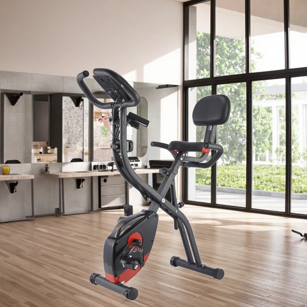 Exercise Bike Magnetic Resistance - จักรยานออกกำลังกายแบบพับได้คุณภาพสูง อุปกรณ์ฟิตเนสพร้อมระบบต้านแรงแม่เหล็กสำหรับใช้ในบ้าน