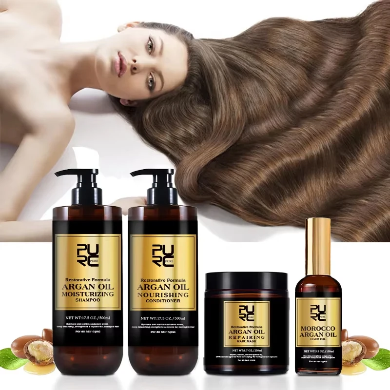 PURC Morocco Set Serum Smoothing Shampoo and Conditioner Repair Hair Mask Anti Dandruff Scalp Anti-Itch Hair Care Products Kit