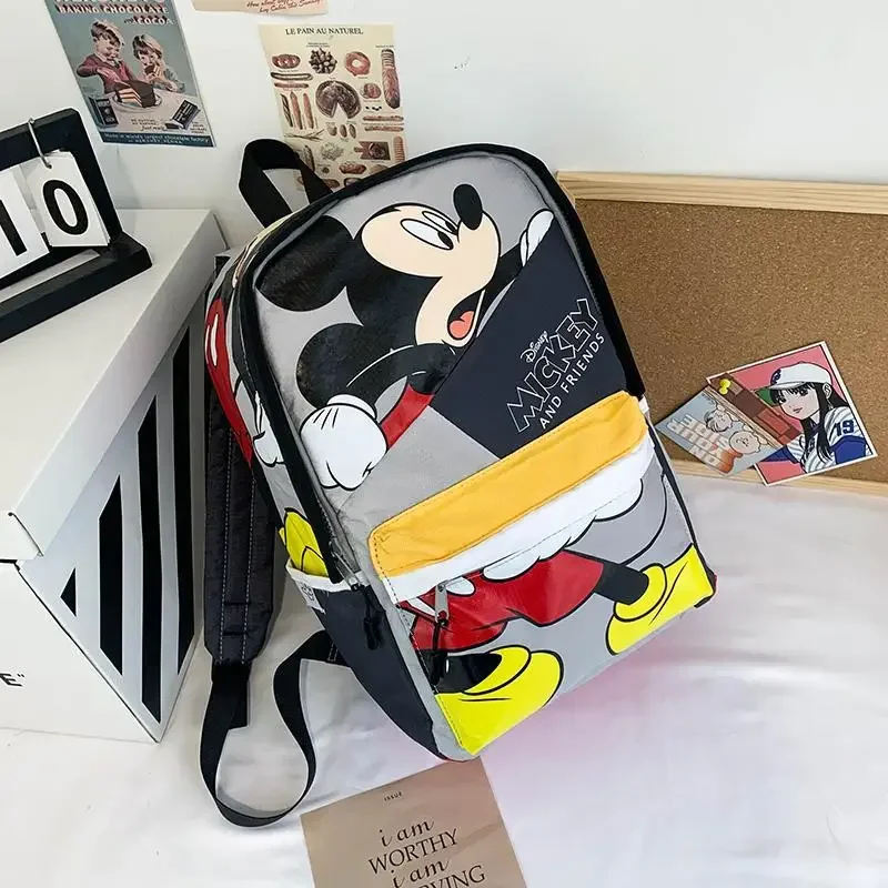 Saco de escola dos desenhos animados da disney mickey mouse mochila impressa bonita e leve para meninos e meninas, bolsa de faculdade nova