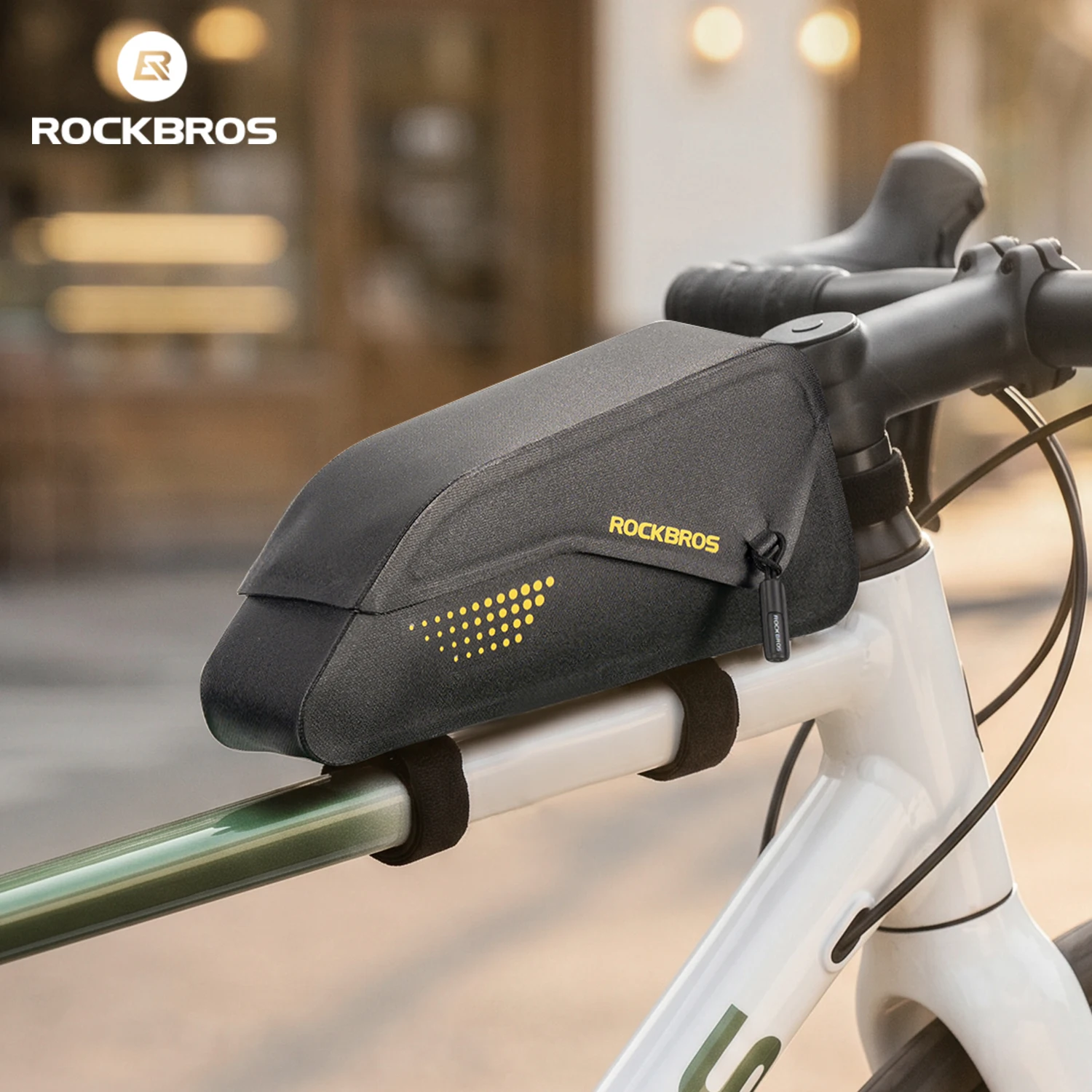 Bolsa para Bicicleta ROCKBROS, Capacidad de 0.8L, Cubierta Magnética Impermeable, Bolsa para Cuadro Delantero, Bolsa para Ciclismo de Montaña y Carretera, Accesorios para Bicicleta