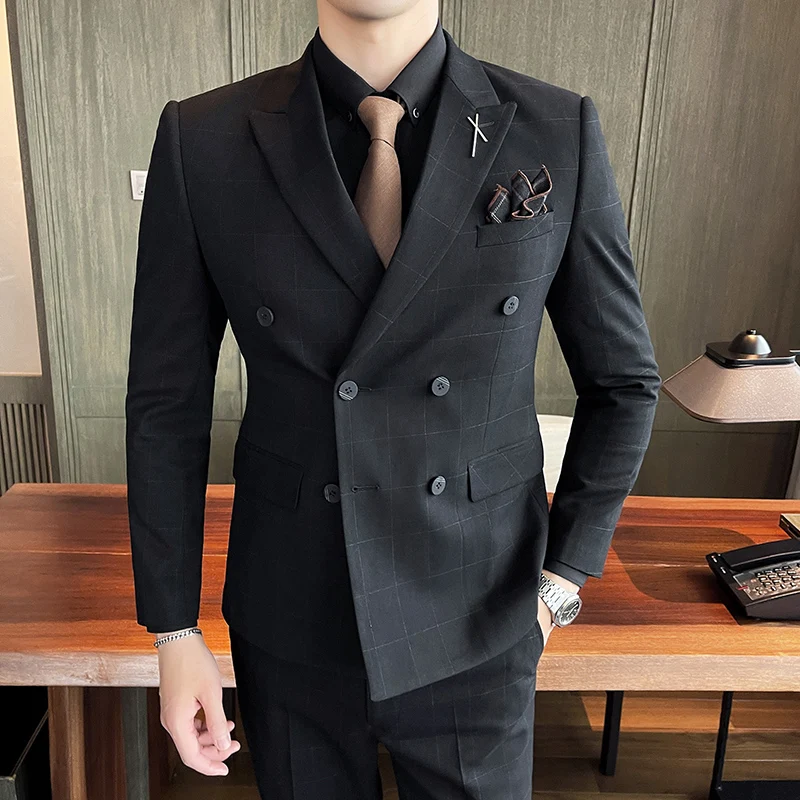 Four Seasons new style (suit trousers) suit suit slim fashion business casual handsome trend two pieces of optional