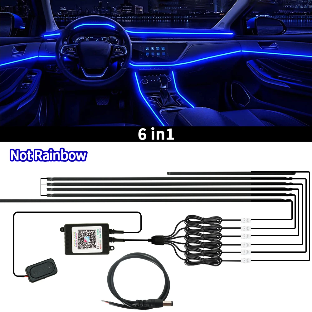 WUMFIRE 64 Farben RGB Symphony Auto-Ambientebeleuchtung 6/10/18 in 1 Innenraum Acryl LED-Streifenlicht Dekoration Atmosphärenlampe mit APP-Steuerung 4