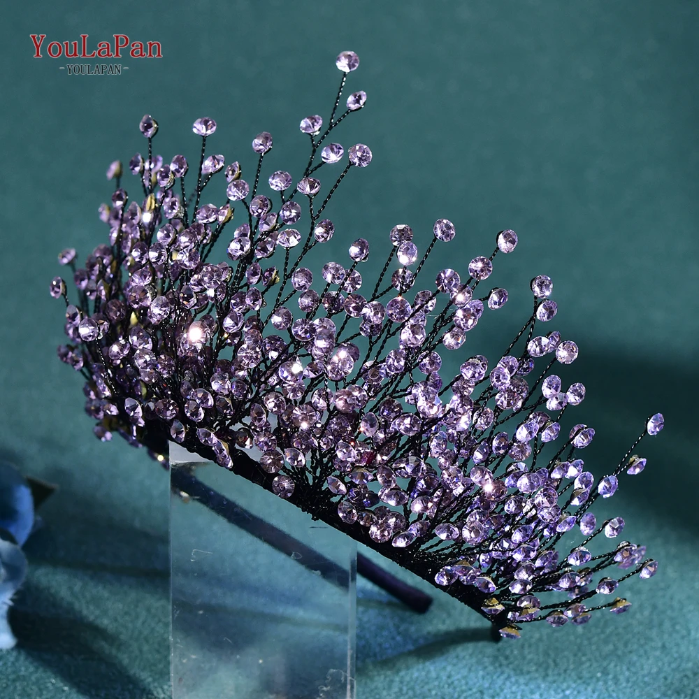 

YouLaPan Holiday Gifts Rhinestone Crown Headband and Earrings Set Perfect for Brides Wedding Events and Party Occasions HP846