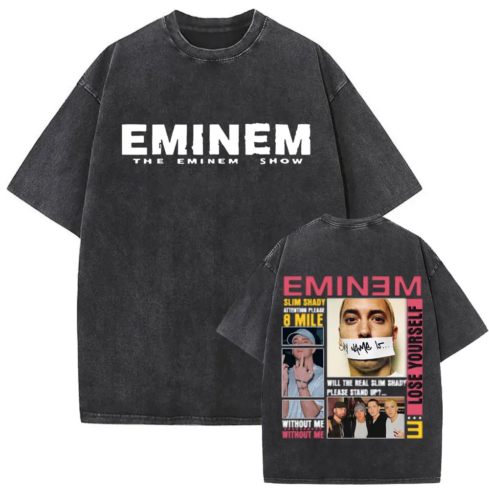 

Rapper Eminem Slim Shady Pop Music T-shirt Men's Vintage Washed T-shirts Men Women Hip Hop Fashion O-collar Short Sleeve T Shirt