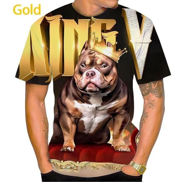 2023 Newest American Bully Pitbull 3D T-shirt Summer Personality Unisex Hip-hop Fun Bully Dog Printing T-shirt