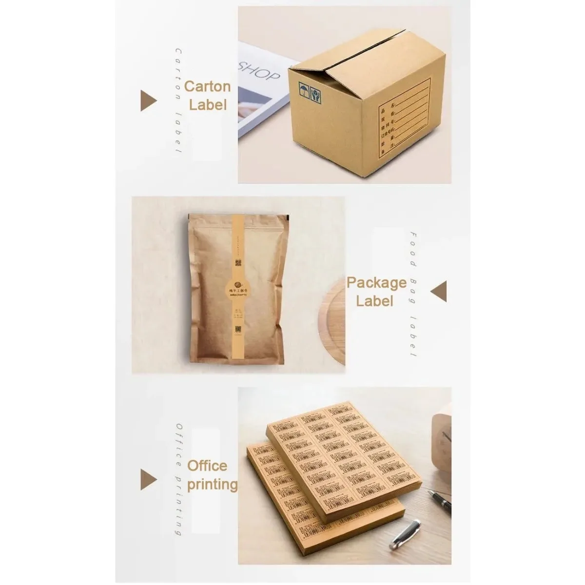 20 Sheets A4 Self-Adhesive Printing Paper Brown Label Sticker Light/Dark For Color Laser/Inkjet Printing Office Printing