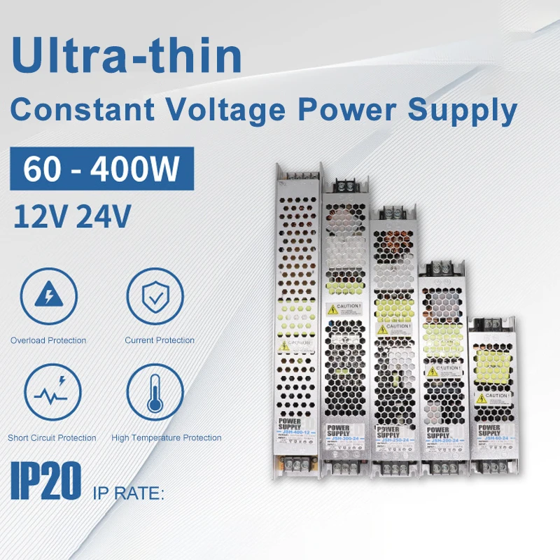 

Ультратонкий импульсный источник питания постоянного тока 12 В, 24 В, 60 Вт, 100 Вт, 150 Вт, 200 Вт, 250 Вт, 300 Вт, 350 Вт, 400 Вт, драйвер светодиодной ленты, адаптер бесшумного трансформатора