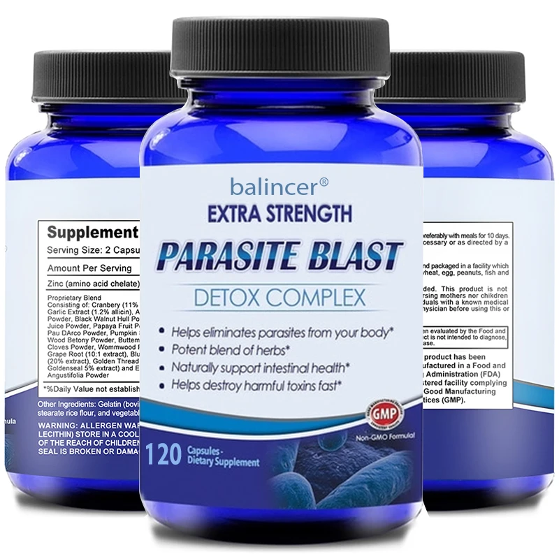 Antibacterial PARASITE BLAST, Removes All Body Parasites, Natural Gut Health, Cleans Colon Detox + Cleanse, Liver Immunity