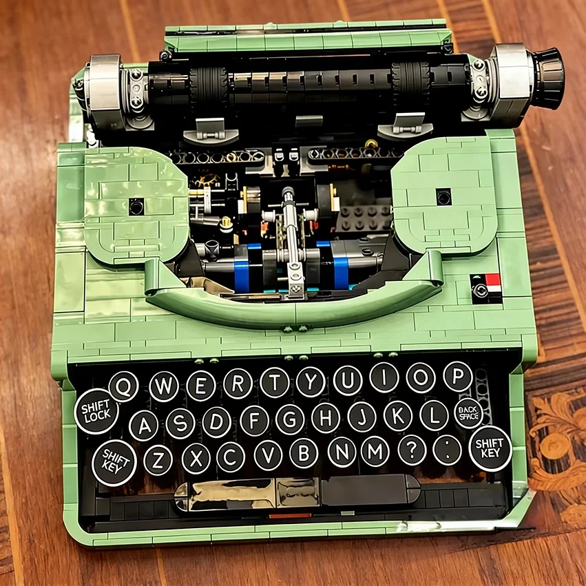 Bloques De Construcción De Máquina De Escribir Retro - Set De 5.75x4.69 Pulgadas, Modelo Coleccionable Para Adultos