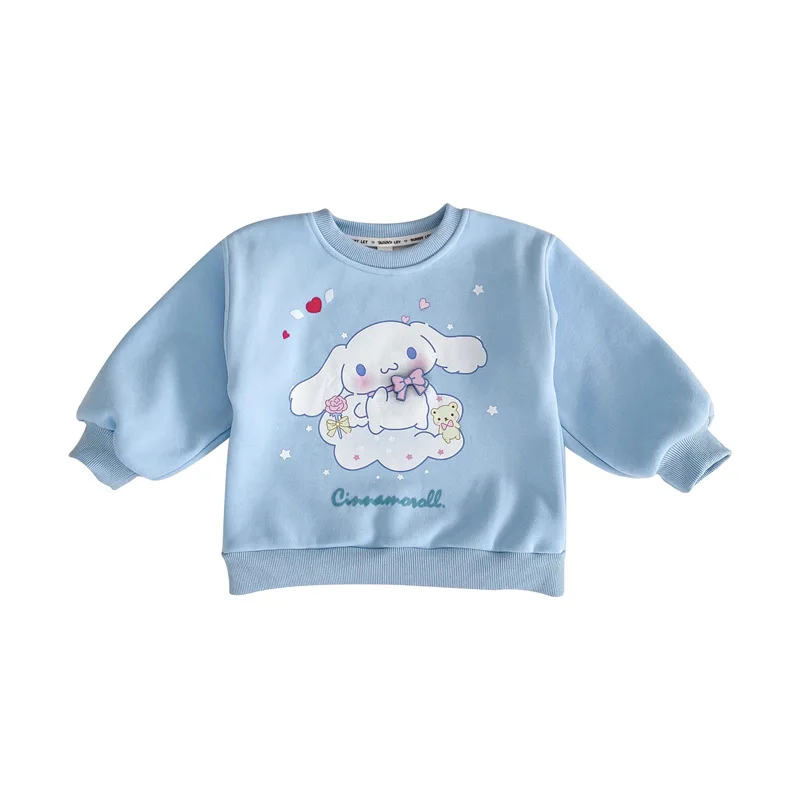 Cinnamoroll Children's Sweatshirt Sanrio Letter A B C D Kawaii Pullover Fashion Anime Cartoons Casual Clothes Girl Boy Kids Tops