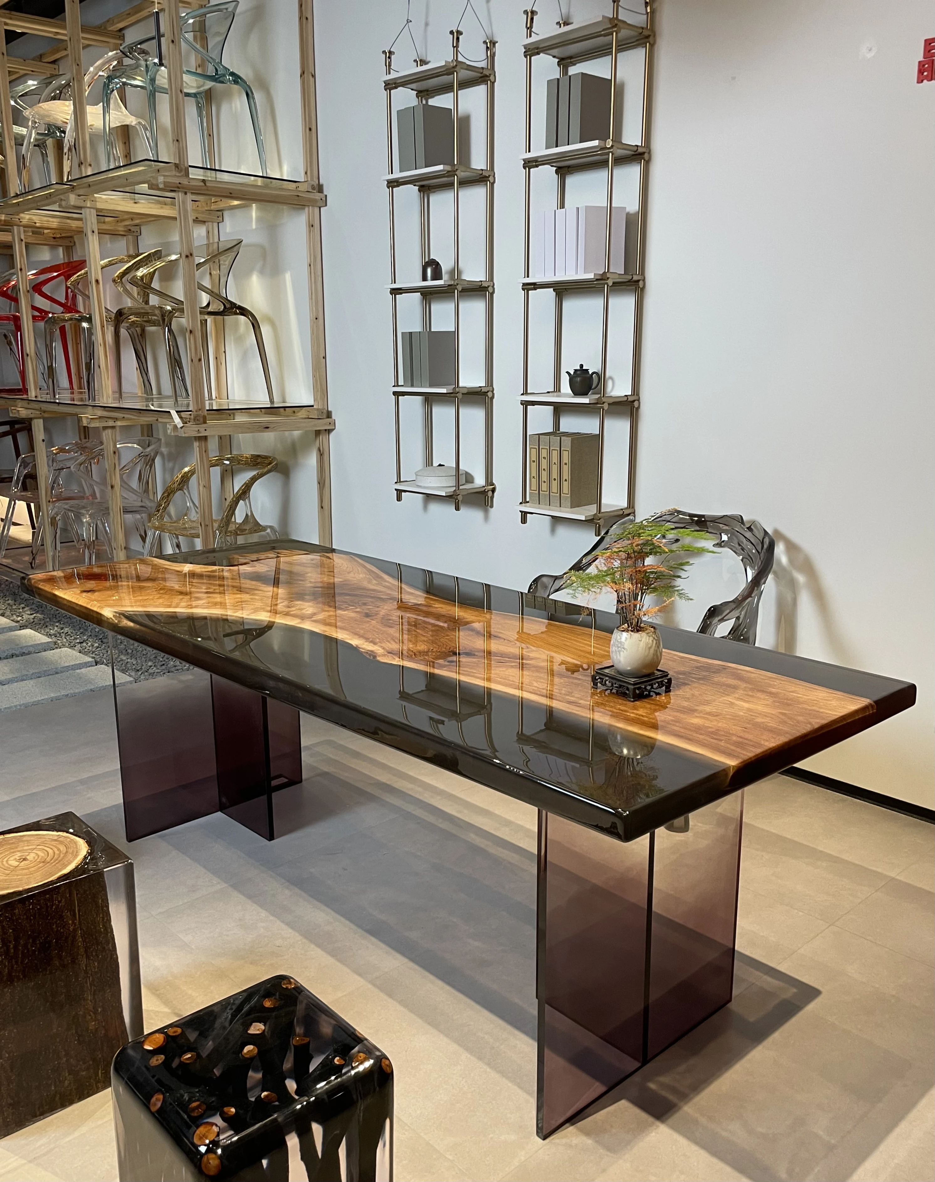 xx-Luxury Modern Solid Wood Dining Table Set Recina Epoxica Mesas For Home Hotel Villa Apartment-Epoxy Resin River Furniture*