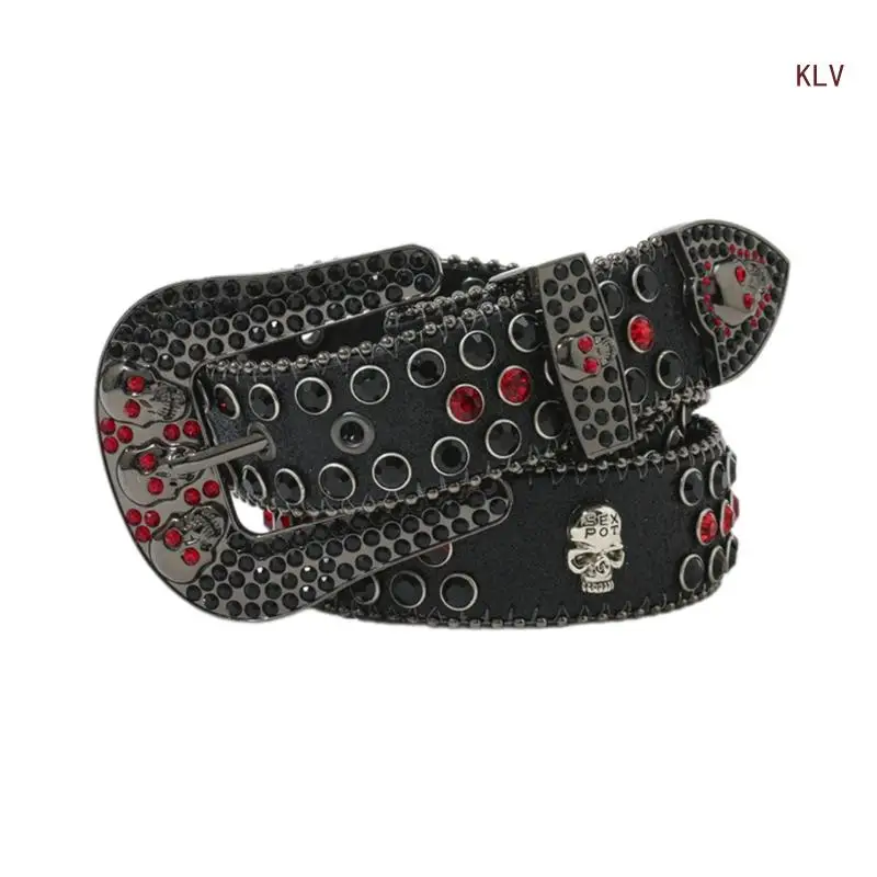 

Harajuku Waist Belt Shinning Buckle Belts for Woman Men Skull Decor Waist Strap for Jeans Dress