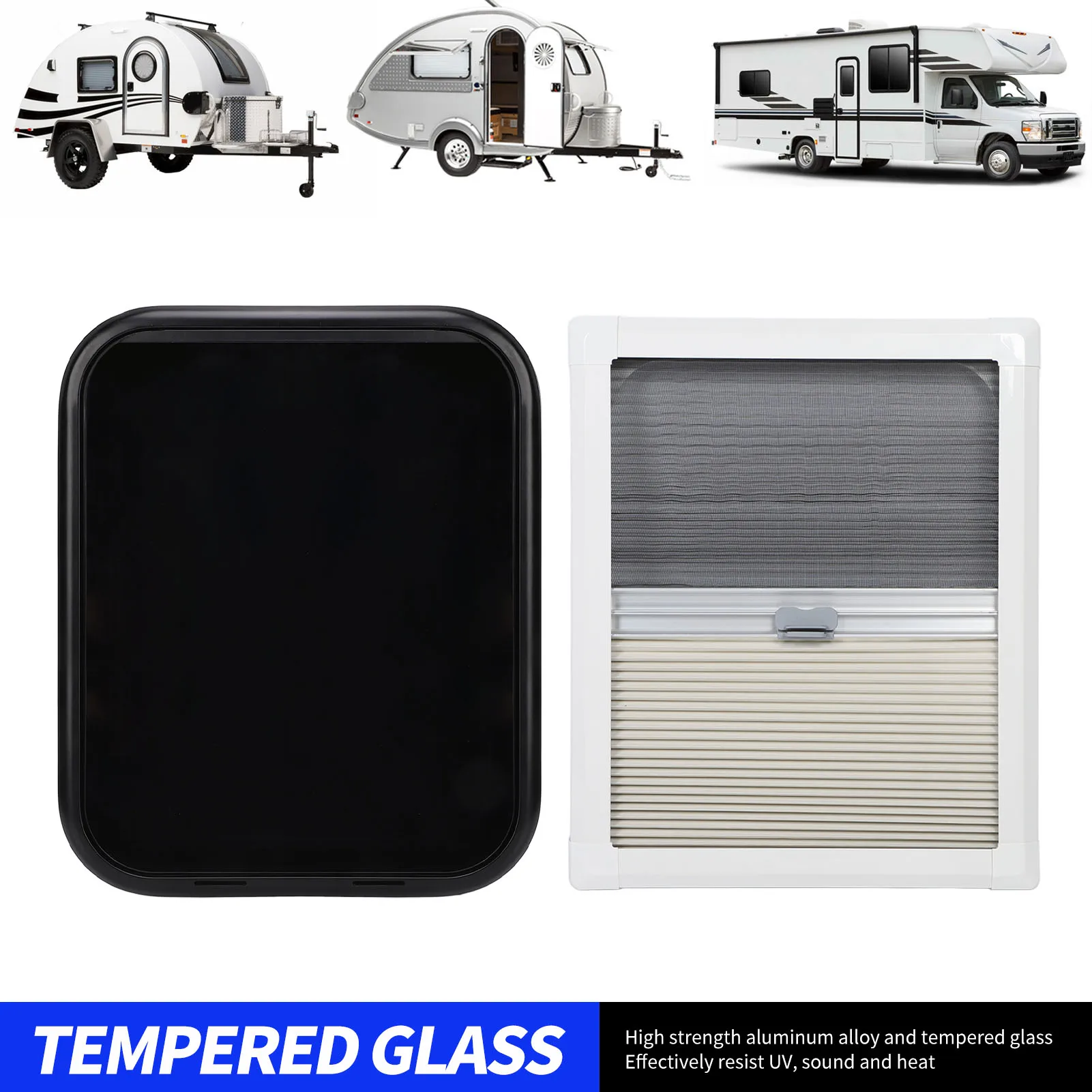 16 × 20 بوصة نافذة RV زاوية مستديرة طبقة مزدوجة من الأكريليك قضيب دعم هيدروليكي حماية الخصوصية لمقطورة القافلة #4