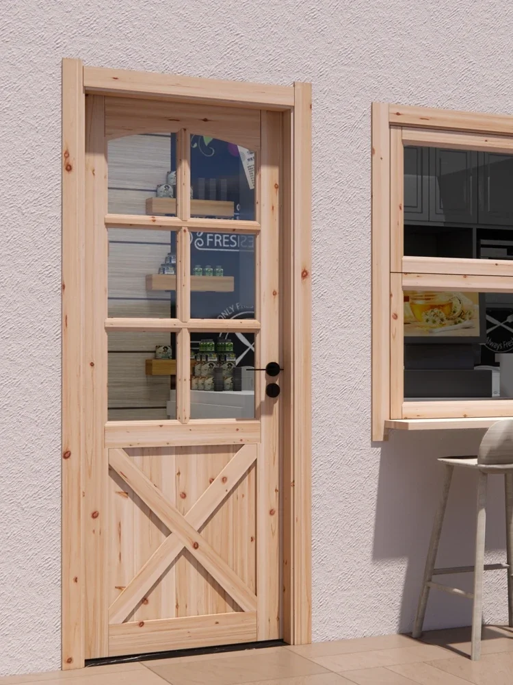 Factory direct sale solid wood indoor kitchen bathroom glass sliding door environmental protection plain door to sample custom l