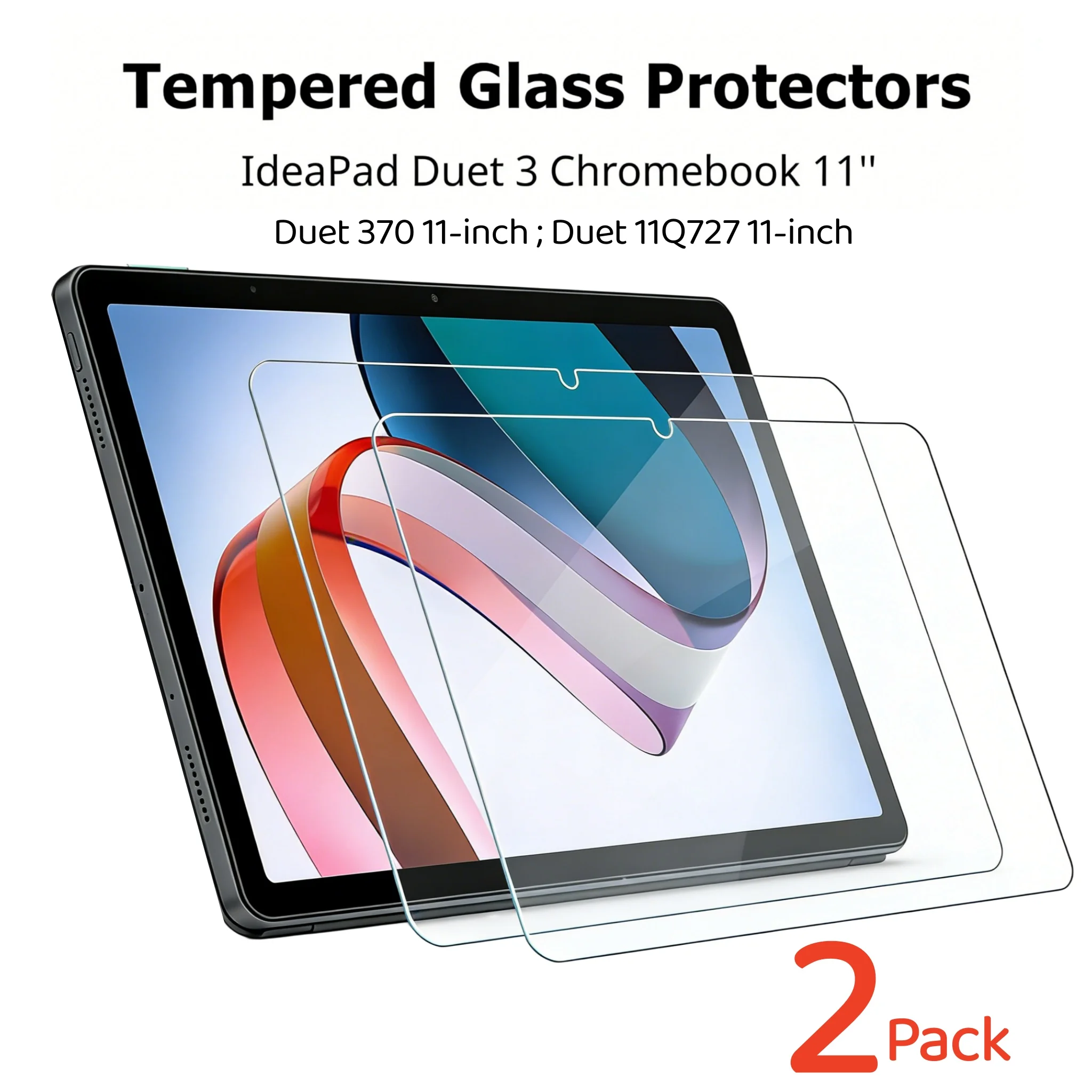2Packs Tempered Glass Films for Lenovo IdeaPad Duet 3 Chromebook (11