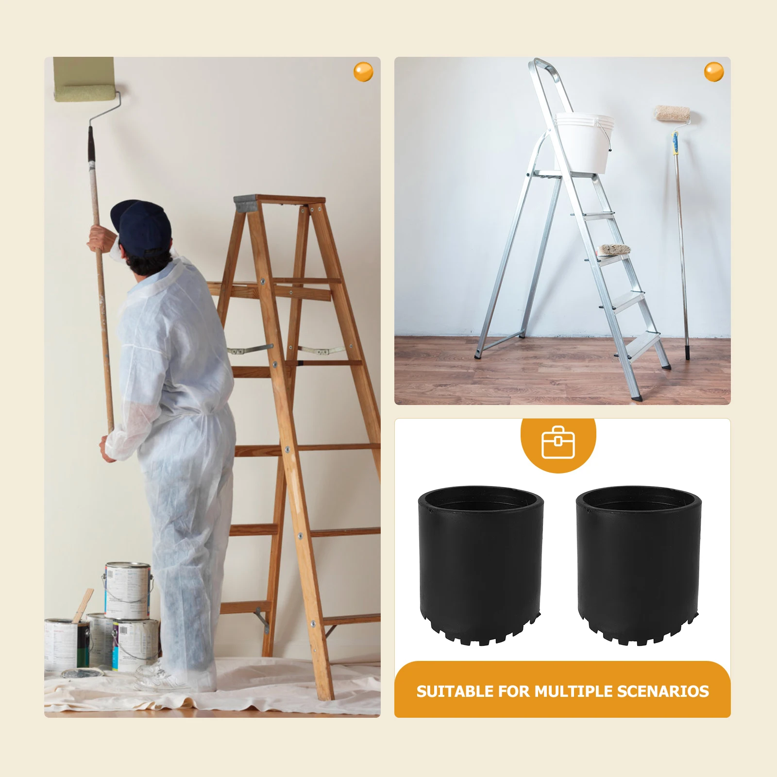 

4Pcs Anti-Skid Rubber Ladder Feet Pads for Step and Telescopic Ladders Ladder Foot Covers Protective Stability