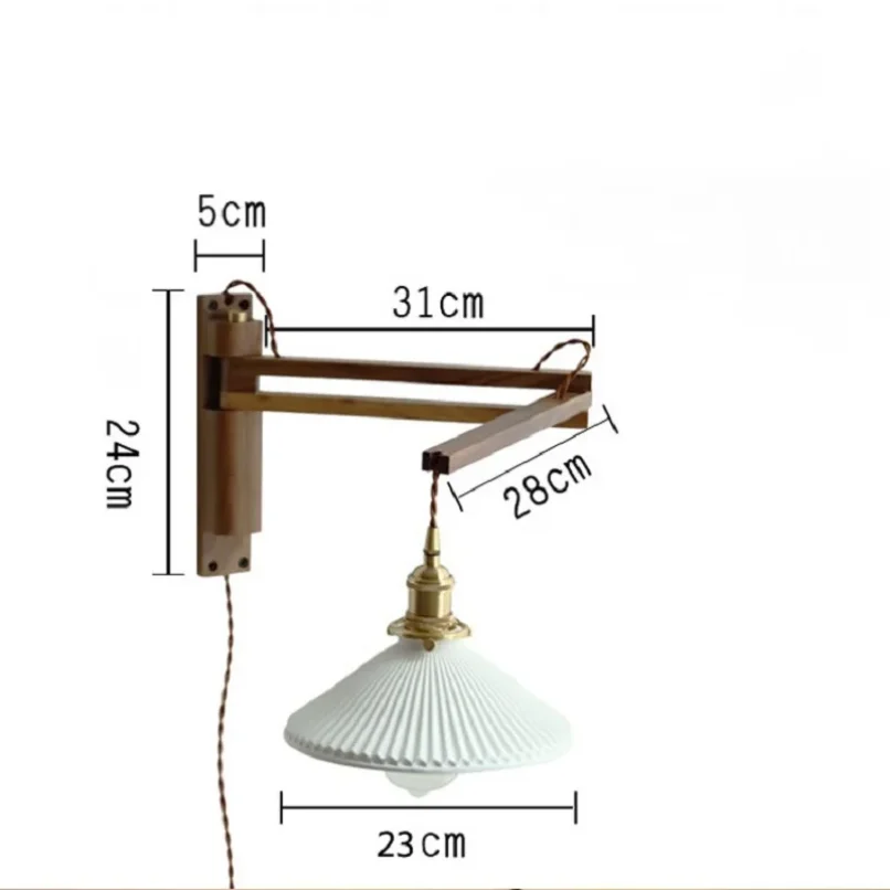 Imagem -02 - Lâmpadas de Parede Dobráveis de Madeira Maciça de Noz Luz de Candeeiro Nórdico Luz de Leitura de Fundo de Madeira Plug-in