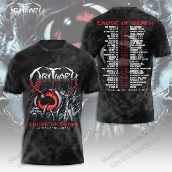 روك نعي الفرقة ثلاثية الأبعاد الجرافيك تي شيرت مطبوع الرجال النساء موضة قصيرة الأكمام التي شيرت الاطفال الهيب هوب القمم المحملة القوطية الملابس جديد 2025