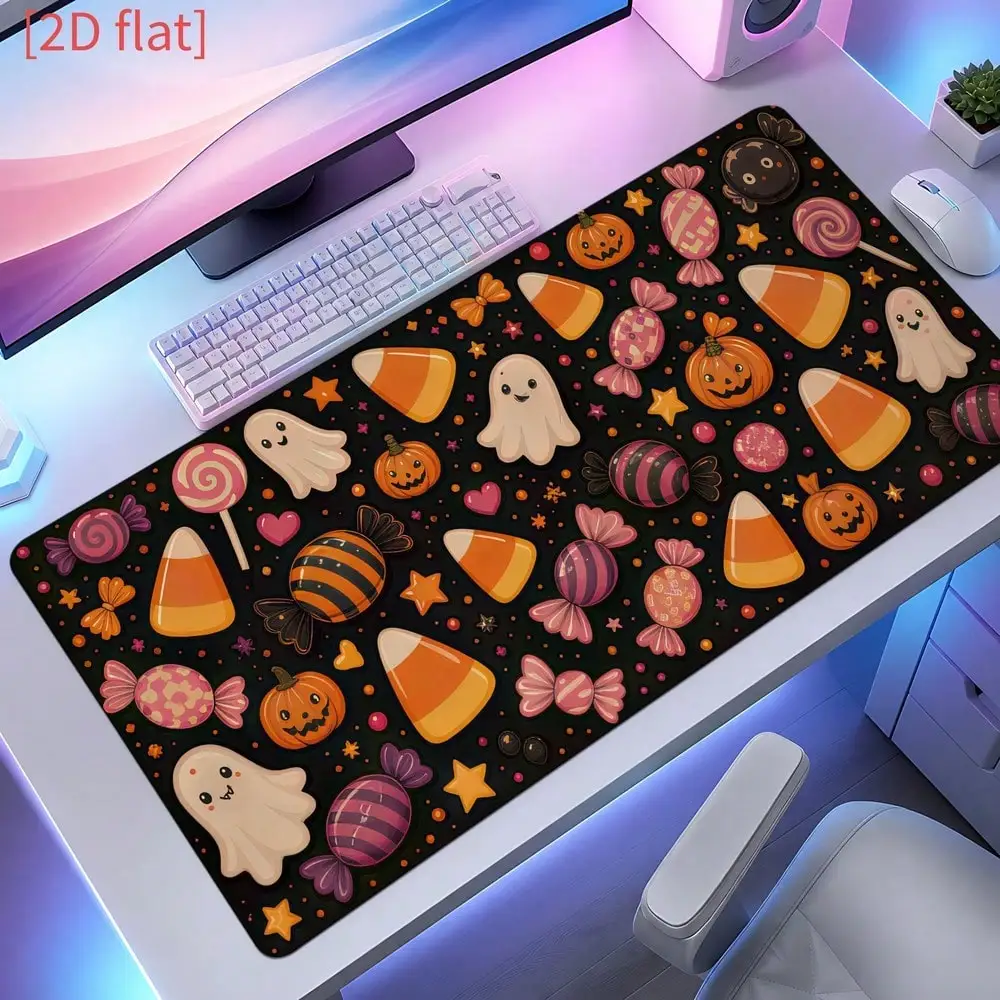 Halloween Pumpkin Ghost Candy Pattern Mouse Pad, Non-Slip, Suitable For Office Desks, Computer Tables, PC Setups, Laptop Tables, And Desks, Desktop Decoration