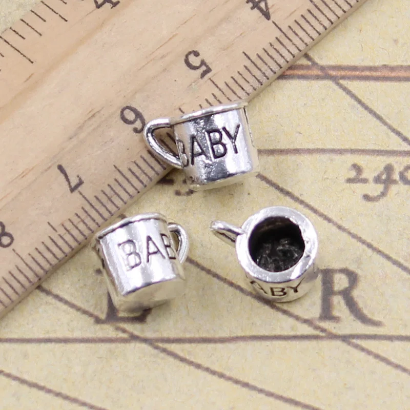 20 pçs encantos caneca do bebê can 12x9x9mm antigo bronze prata cor pingente fazendo diy artesanal tibetano encontrar jóias pulseira