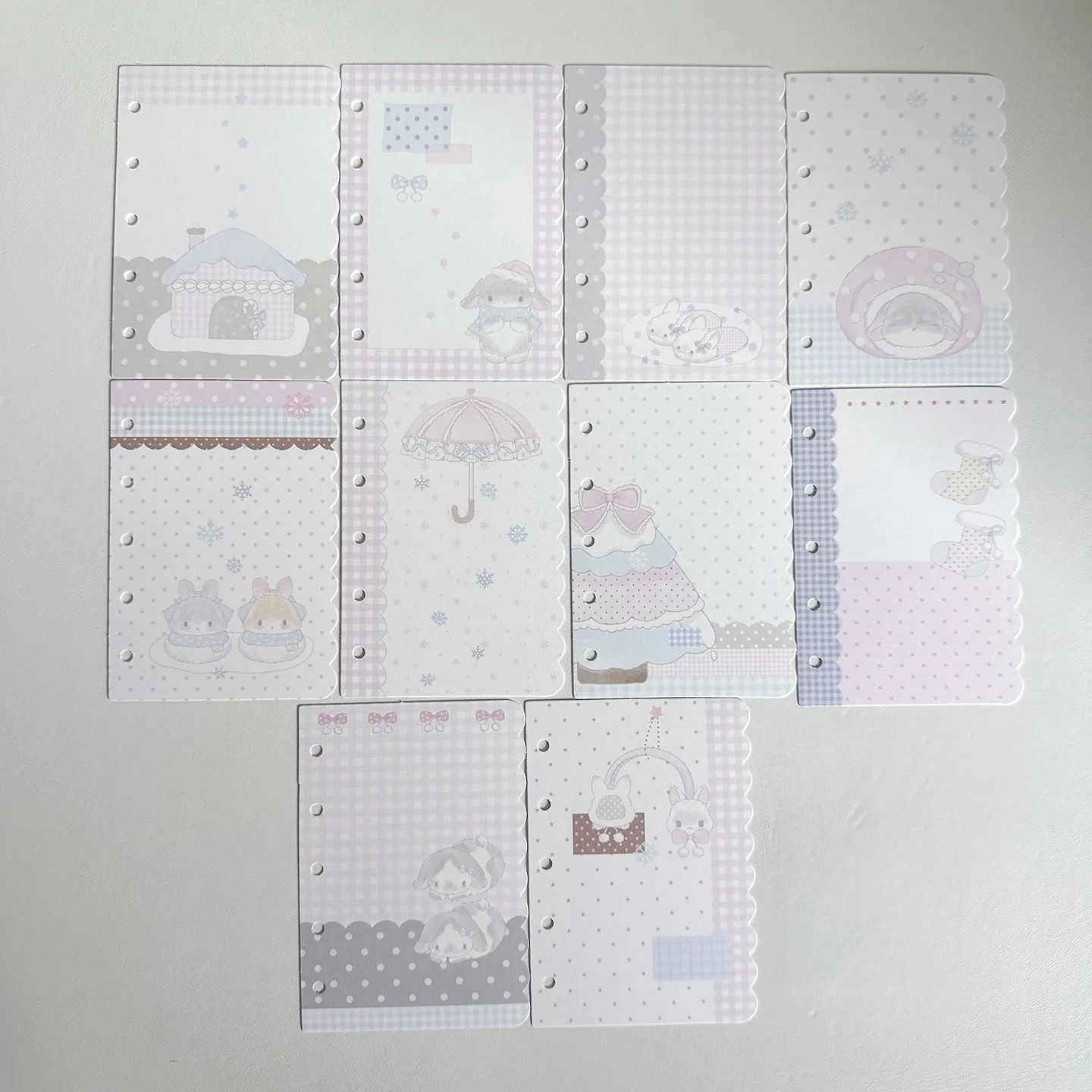 Kawaii Scalloped Edge Refill Paper 30 Sheets M5 A7 A6per （10 Designx3pcs） Diary Cute Loose Leaf Planner Insert Journal Pages