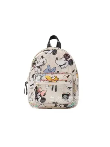 Disney Cartoon Mickey Mouse Cute Fashion Backpack Women's Minnie Canvas School Bag Fashion Large Capacity Backpack Girls Mochila