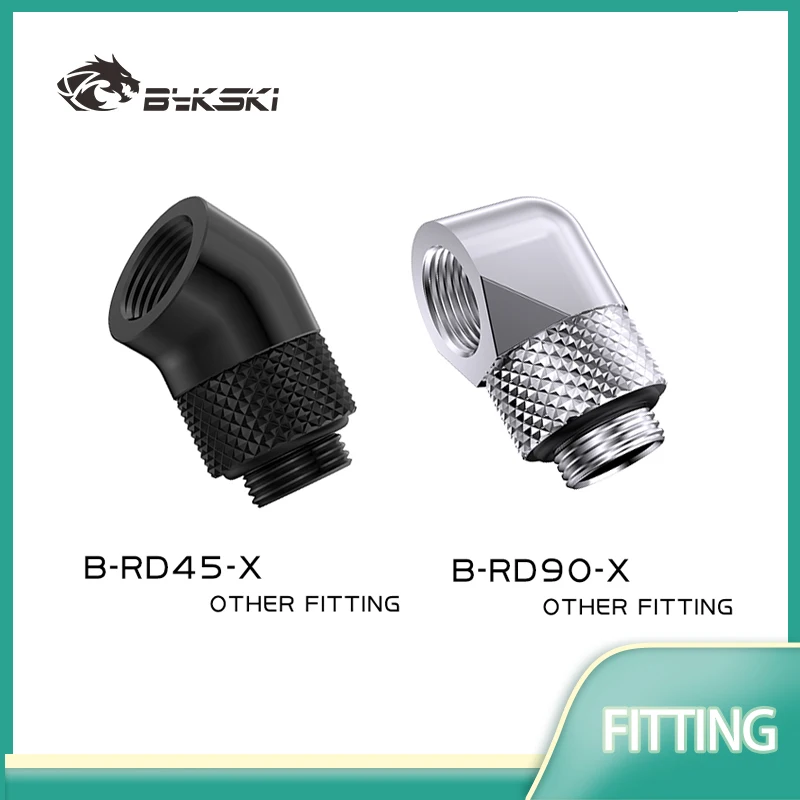 BYKSKI Black Glod Silver Red G1/4'' Thread 45 Degree Rotary Fitting Adapter Brass Water Cooling Connector B-RD45-X / B-RD90-X