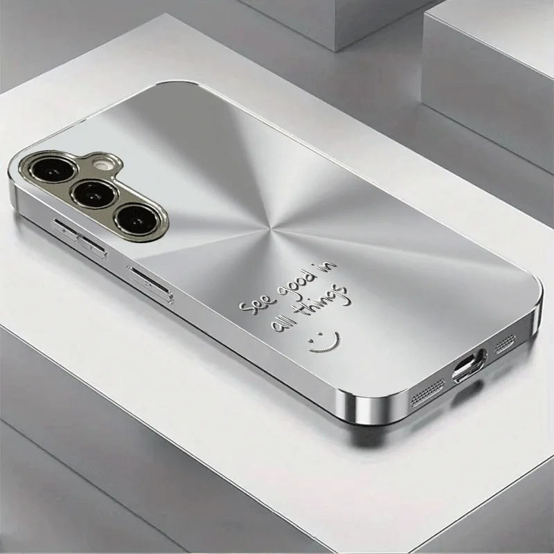 Simple pattern electroplated silver phone case  for Samsung Galaxy S26 S25 S24 S23 S22 S20 FE/Ultra/Plus anti drop Cover