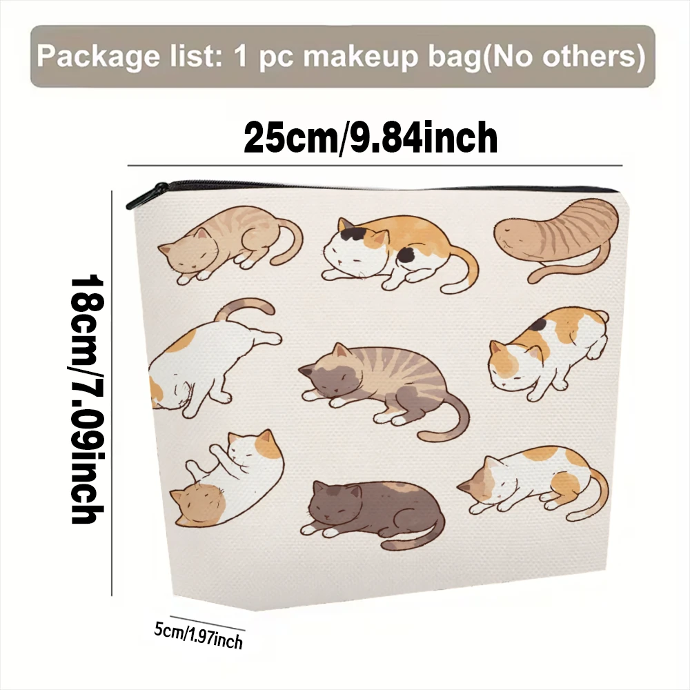 Cute Cats Sleeping Pattern Print Makeup Bags for Girls Cosmetic Pouch Toiletry Bag Pencil Case Travel Storage