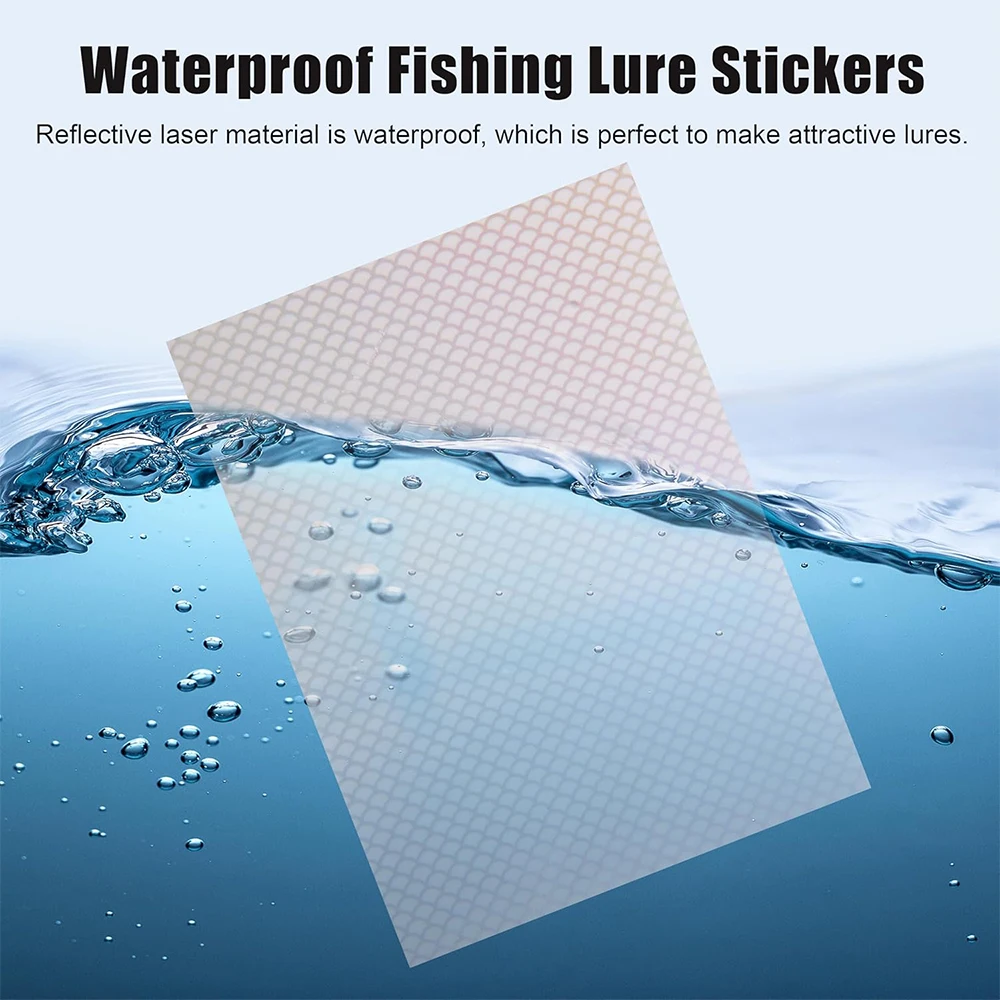 5Pcs Fishing Lures Tape Reflective Fish Scales Sticker Holographic Adhesive Film Flash Lure Tape for Fishing Lure Making