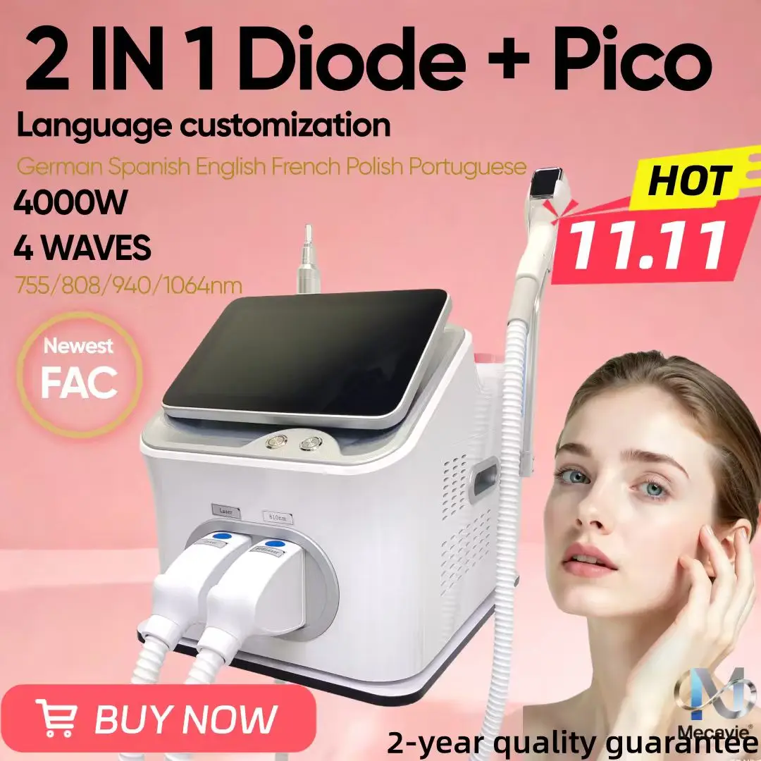 

Latest Professional Diode Laser Hair Removal Machine Multi-Wavelength Painless Epilator with Cooling System 755/808/940/1064nm
