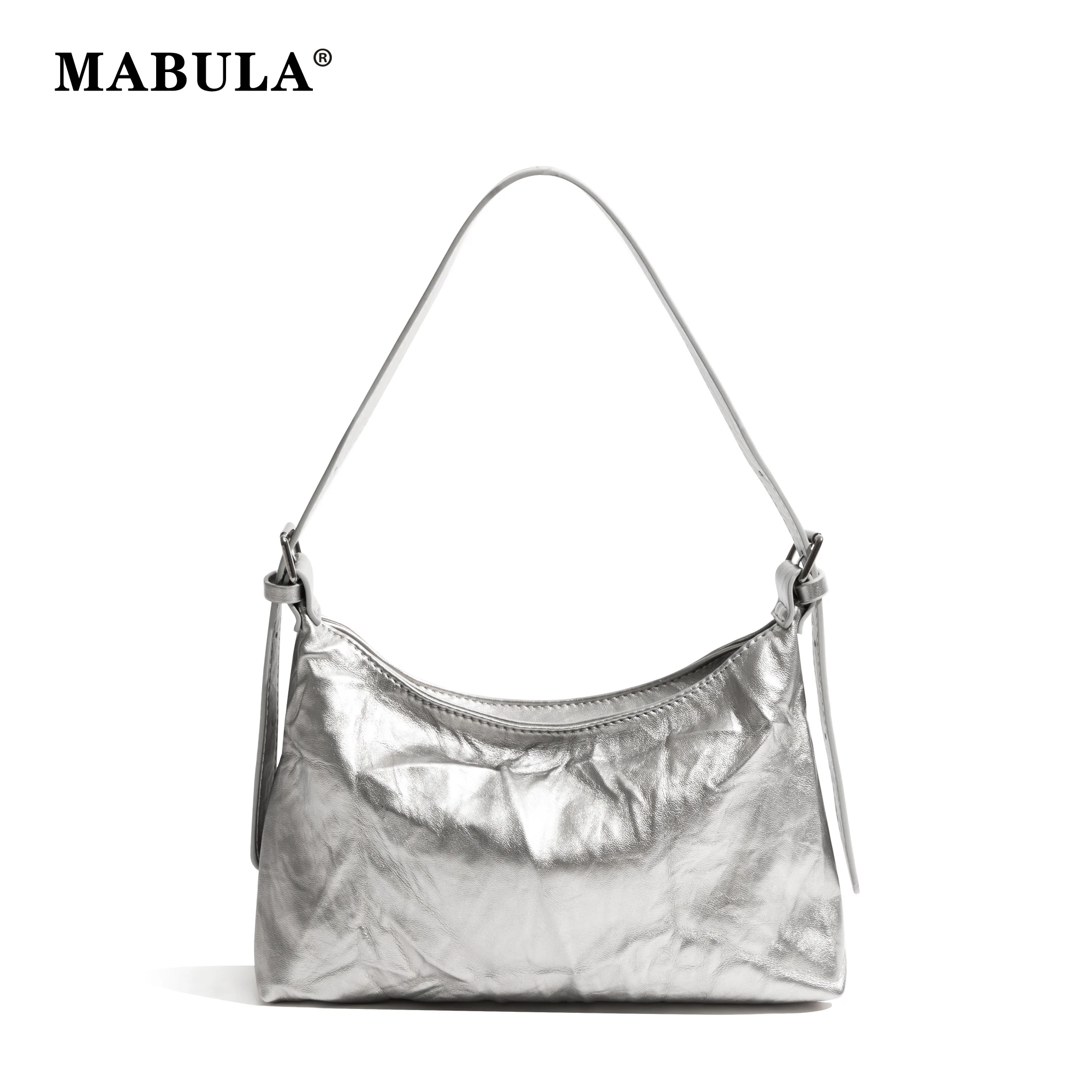 

MABULA Vintage Pleated Underarm Shoulder Pouch For Women Trend Luxury Design Solid Color Phone Purse Ladies Fashion Shopping Bag